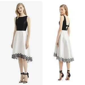 After Six Bridesmaid Dress High Low In Starlight & Black Dress Women 6 NWT 6748